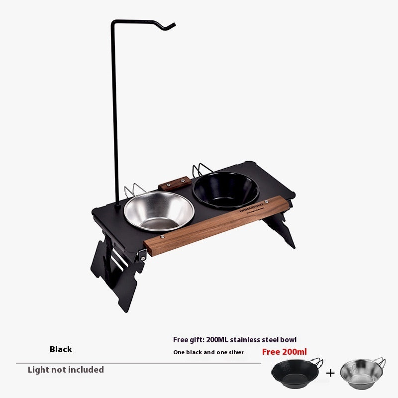 KFX-0924477 Pet Double Bowl Rack with Lamp Post for Outdoor Use - Suitable for Small and Medium Pets