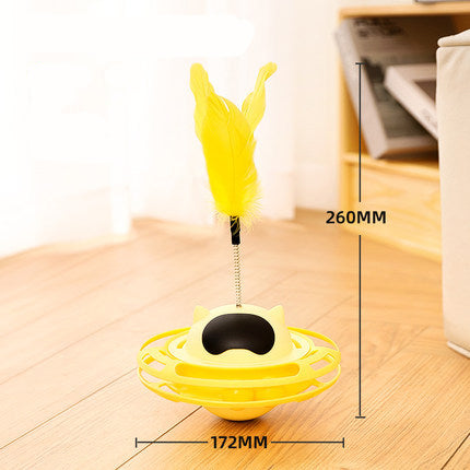 KFX-0925757 Interactive Cat Toy Tumbler Turntable for Relieving Boredom - 17x10cm