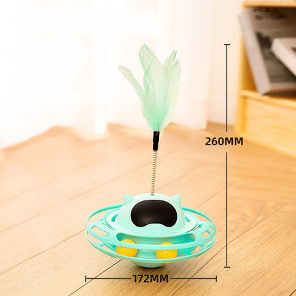 KFX-0925757 Interactive Cat Toy Tumbler Turntable for Relieving Boredom - 17x10cm
