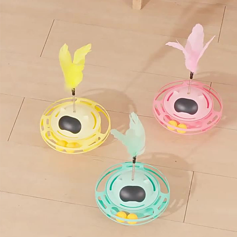 KFX-0925757 Interactive Cat Toy Tumbler Turntable for Relieving Boredom - 17x10cm