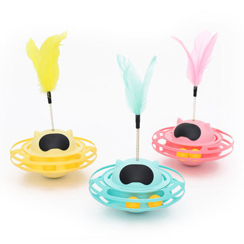 KFX-0925757 Interactive Cat Toy Tumbler Turntable for Relieving Boredom - 17x10cm