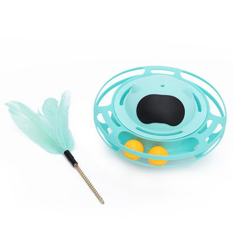 KFX-0925757 Interactive Cat Toy Tumbler Turntable for Relieving Boredom - 17x10cm