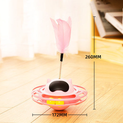 KFX-0925757 Interactive Cat Toy Tumbler Turntable for Relieving Boredom - 17x10cm