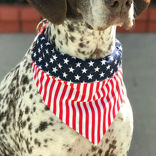 KFX-0925885 American Flag Pet Triangle Scarf for Dogs - Cotton Material, Casual Style