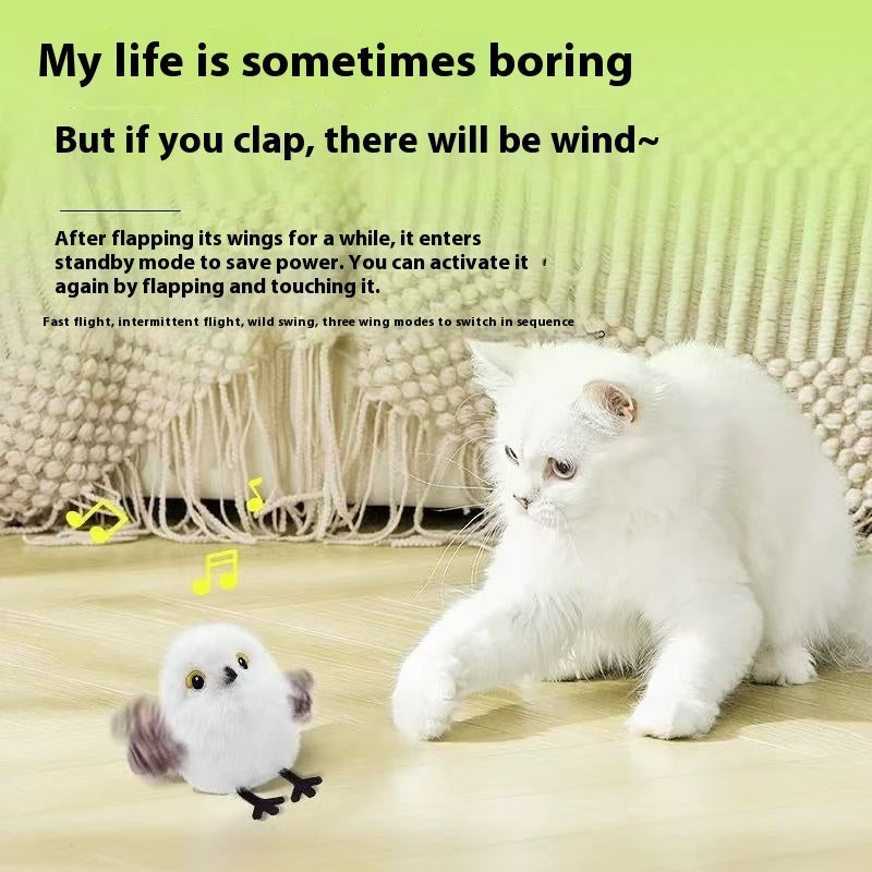 KFX-0927933 Small Plush Fat Cat Toy - Self-Hi Relieving Simulation Bird for Pets