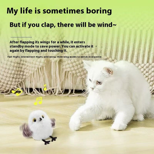 KFX-0927933 Small Plush Fat Cat Toy - Self-Hi Relieving Simulation Bird for Pets