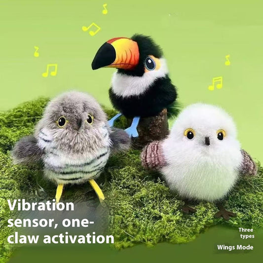 KFX-0927933 Small Plush Fat Cat Toy - Self-Hi Relieving Simulation Bird for Pets