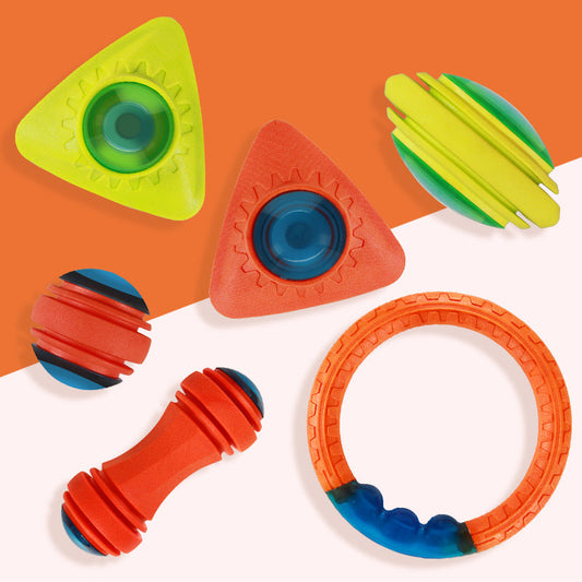KFX-0929085 Luminous Bite-Resistant Interactive Dog Toy Set - Molar Rod, Teether Ball & Rugby