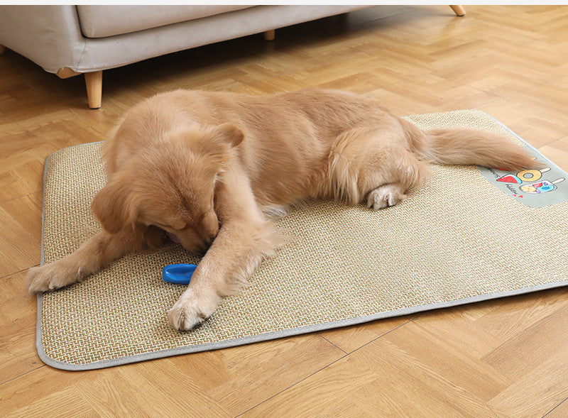 KFX-0930109 Cooling Pet Mat for Dogs - Non-Slip Rattan & Sponge Ice Cushion in Various Sizes