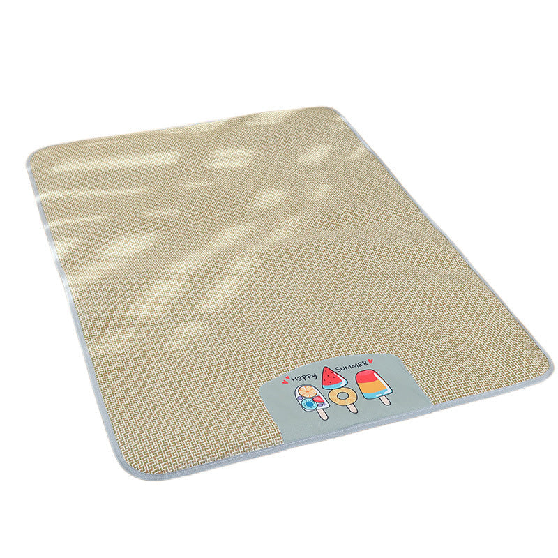 KFX-0930109 Cooling Pet Mat for Dogs - Non-Slip Rattan & Sponge Ice Cushion in Various Sizes