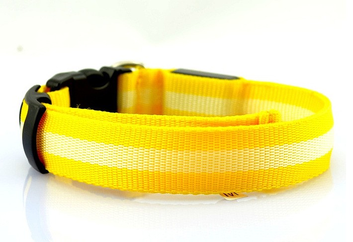 KFX-0930237 LED Luminous Pet Collar with 2.5cm Stripe Design – Available in 6 Colors and 3 Sizes, Battery and USB Options