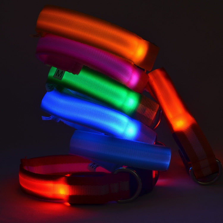 KFX-0930237 LED Luminous Pet Collar with 2.5cm Stripe Design – Available in 6 Colors and 3 Sizes, Battery and USB Options