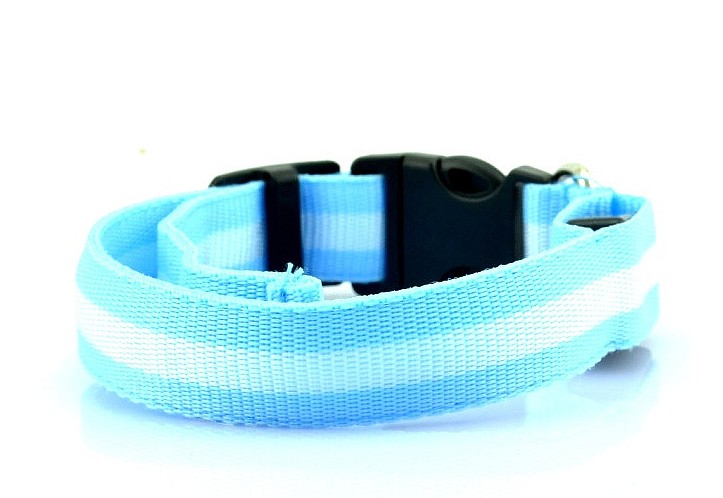 KFX-0930237 LED Luminous Pet Collar with 2.5cm Stripe Design – Available in 6 Colors and 3 Sizes, Battery and USB Options