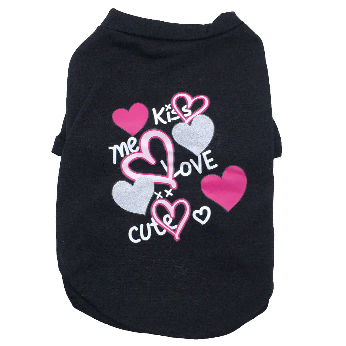 KFX-0932413 KISS Colorful Round Neck Pet T-Shirt with Raglan Sleeves - Cotton Blend, Short Sleeve