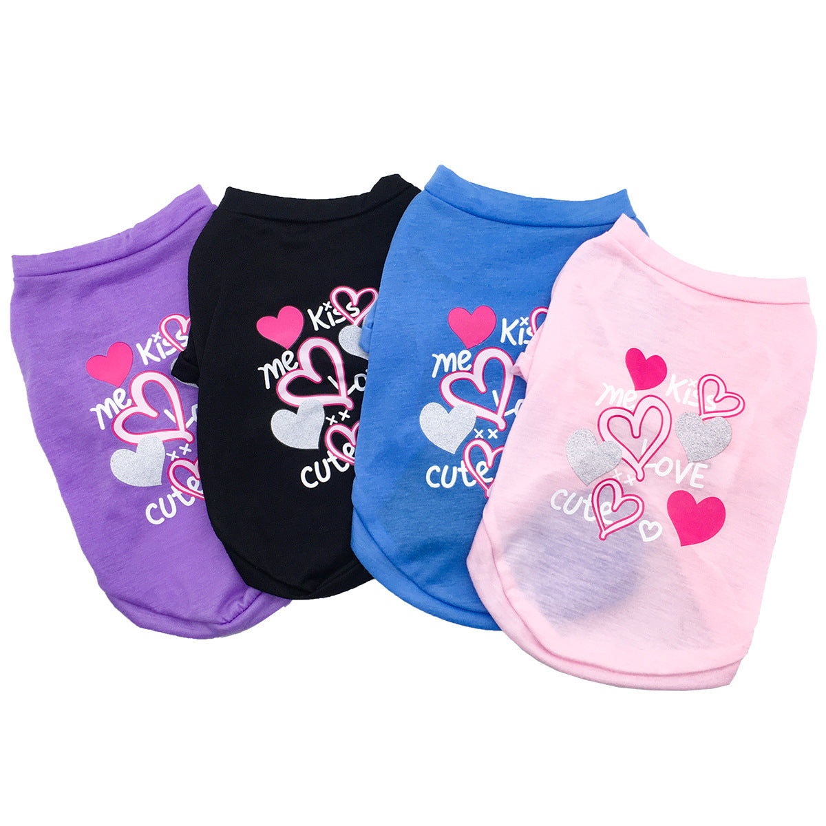 KFX-0932413 KISS Colorful Round Neck Pet T-Shirt with Raglan Sleeves - Cotton Blend, Short Sleeve