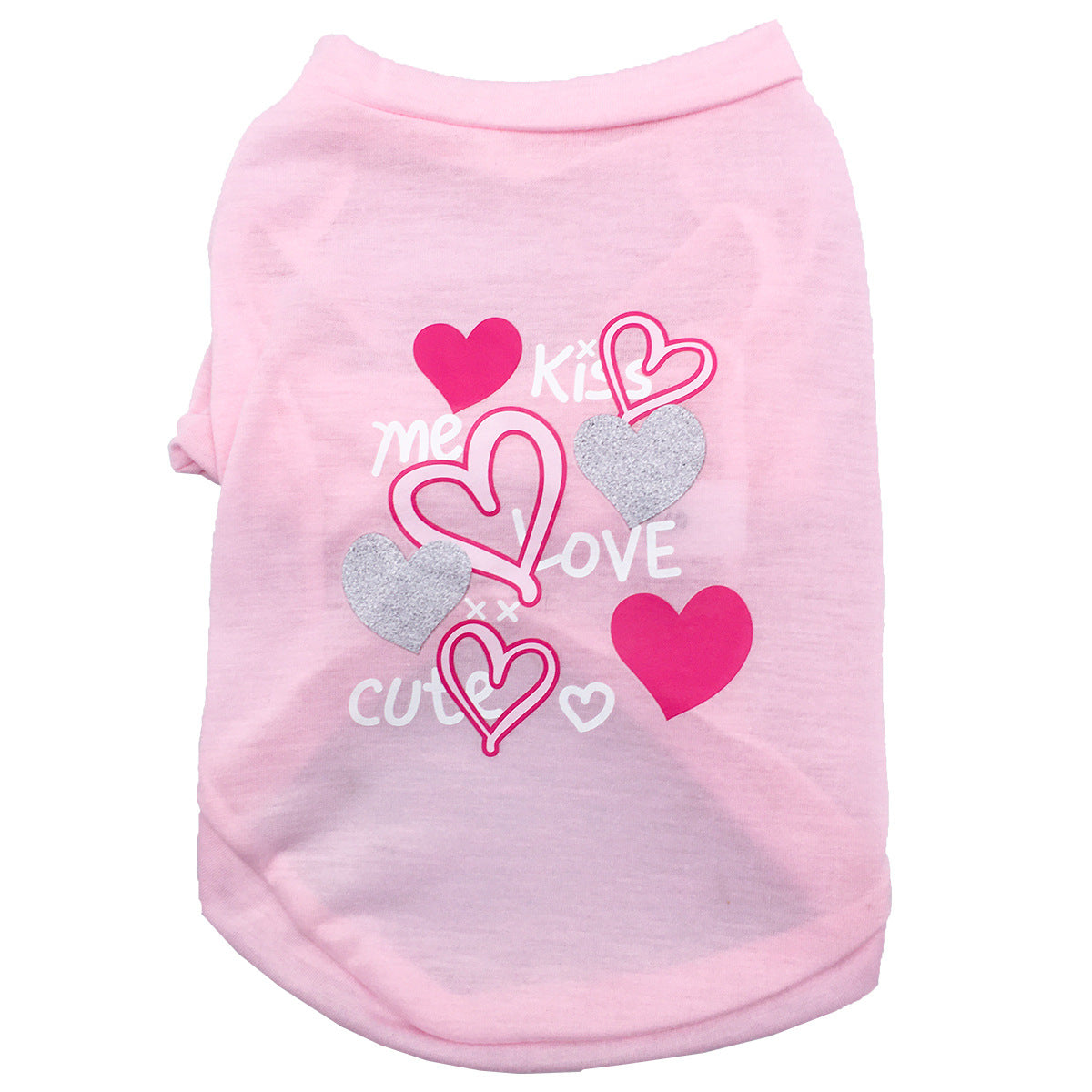 KFX-0932413 KISS Colorful Round Neck Pet T-Shirt with Raglan Sleeves - Cotton Blend, Short Sleeve