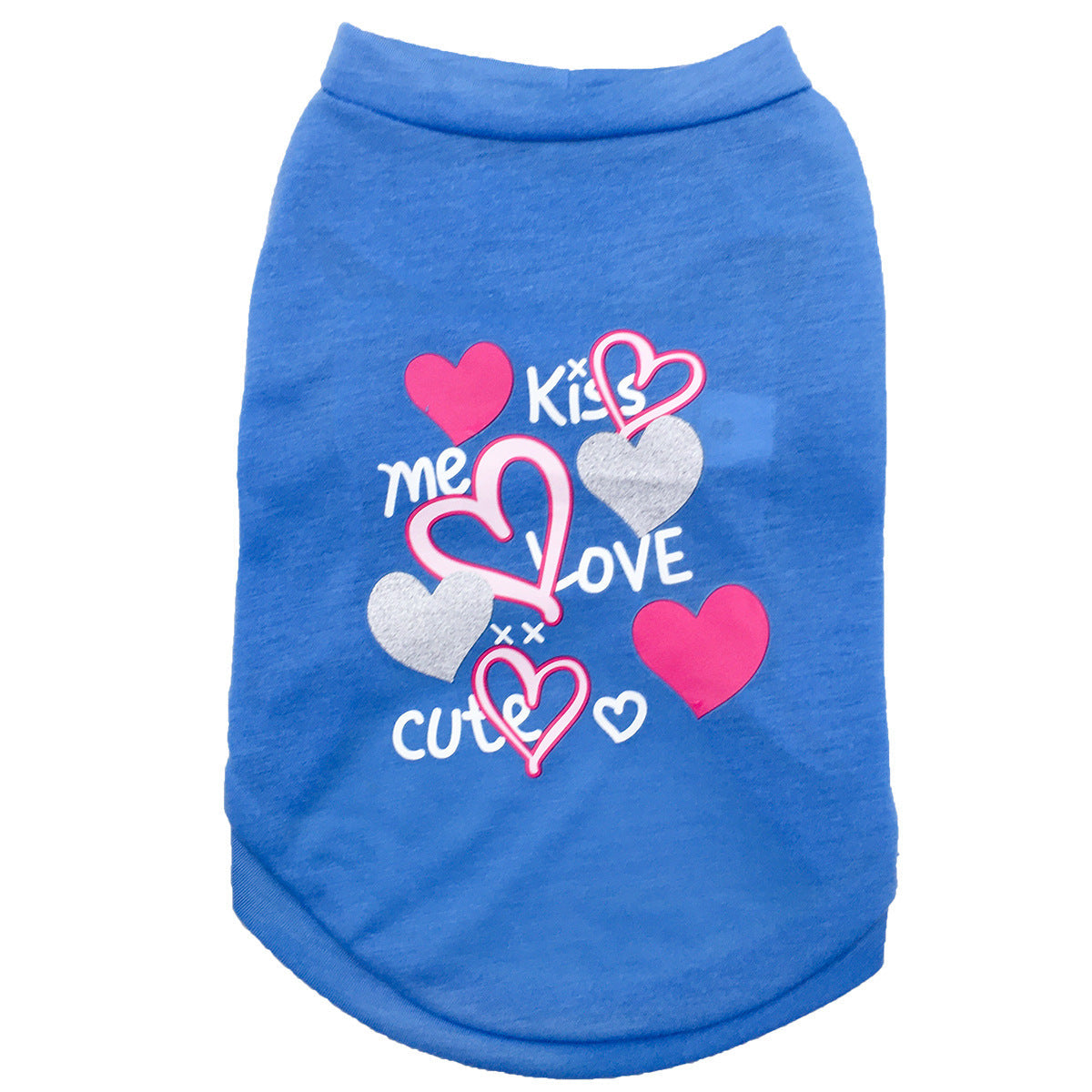 KFX-0932413 KISS Colorful Round Neck Pet T-Shirt with Raglan Sleeves - Cotton Blend, Short Sleeve