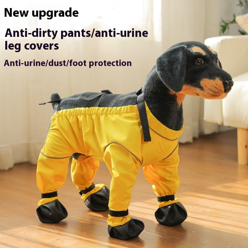 KFX-0933693 Pet Anti-Dirty Pants Dog Shoe Covers - Casual Waterproof Footwear in Yellow and Blue, Sizes XS to 2XL