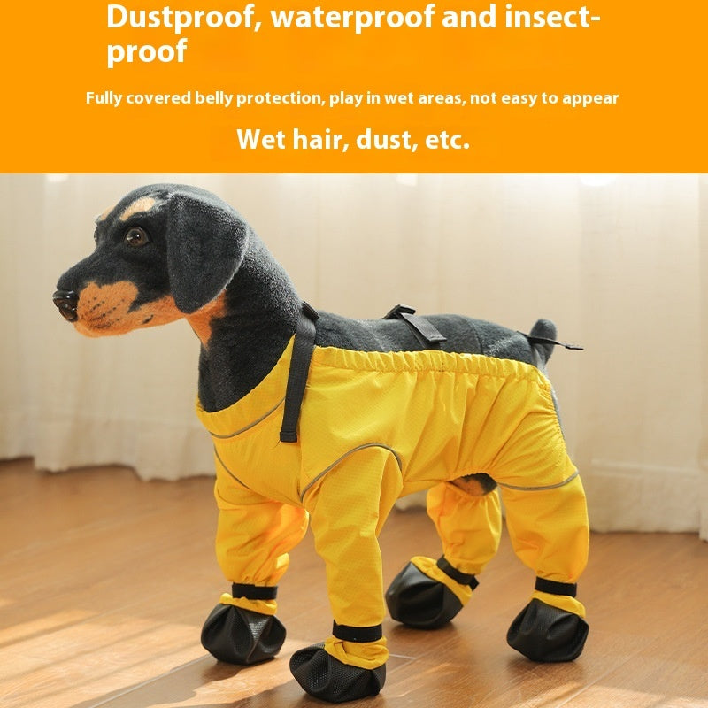 KFX-0933693 Pet Anti-Dirty Pants Dog Shoe Covers - Casual Waterproof Footwear in Yellow and Blue, Sizes XS to 2XL