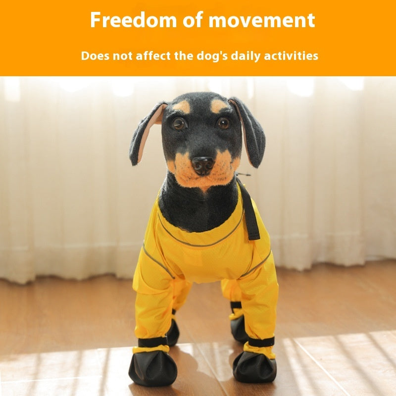 KFX-0933693 Pet Anti-Dirty Pants Dog Shoe Covers - Casual Waterproof Footwear in Yellow and Blue, Sizes XS to 2XL