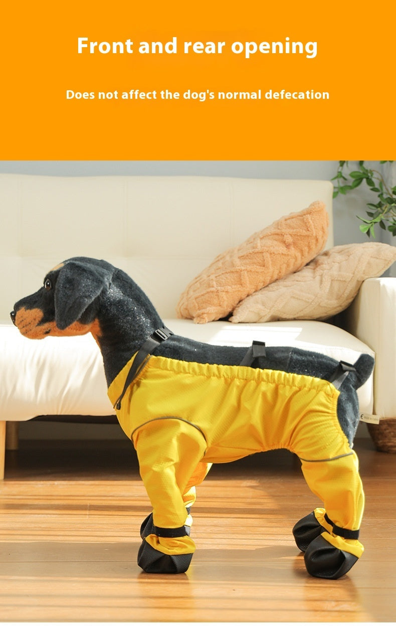 KFX-0933693 Pet Anti-Dirty Pants Dog Shoe Covers - Casual Waterproof Footwear in Yellow and Blue, Sizes XS to 2XL