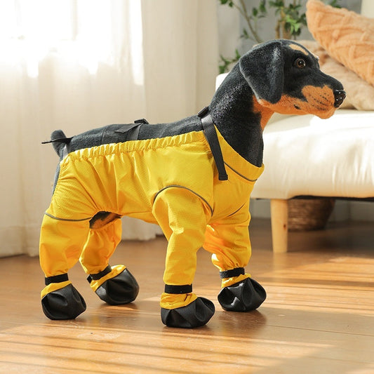 KFX-0933693 Pet Anti-Dirty Pants Dog Shoe Covers - Casual Waterproof Footwear in Yellow and Blue, Sizes XS to 2XL