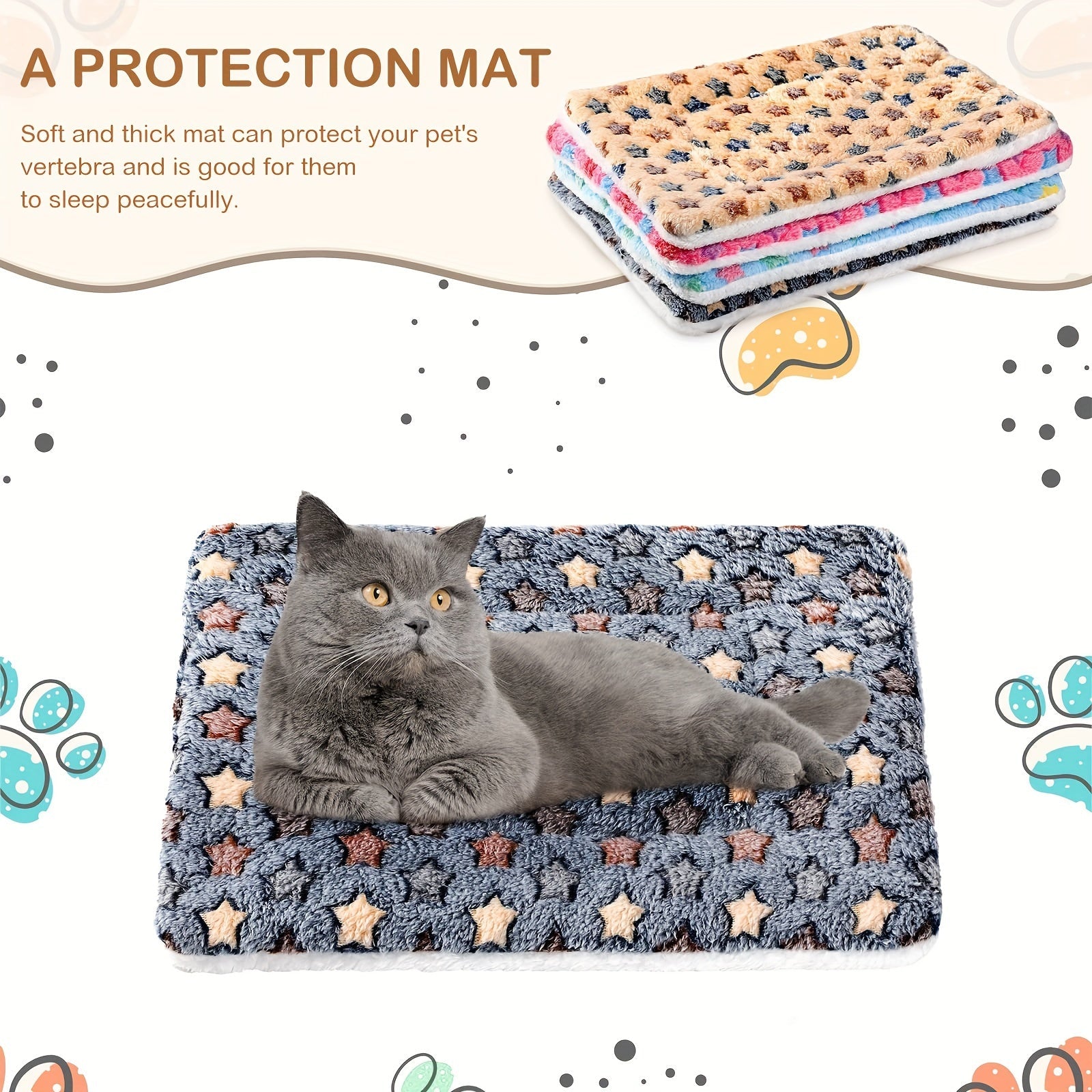 KFX-0937277 Reversible Fleece Pet Bed Mat - Soft, Washable Crate Pad for Dogs and Cats in Multiple Sizes