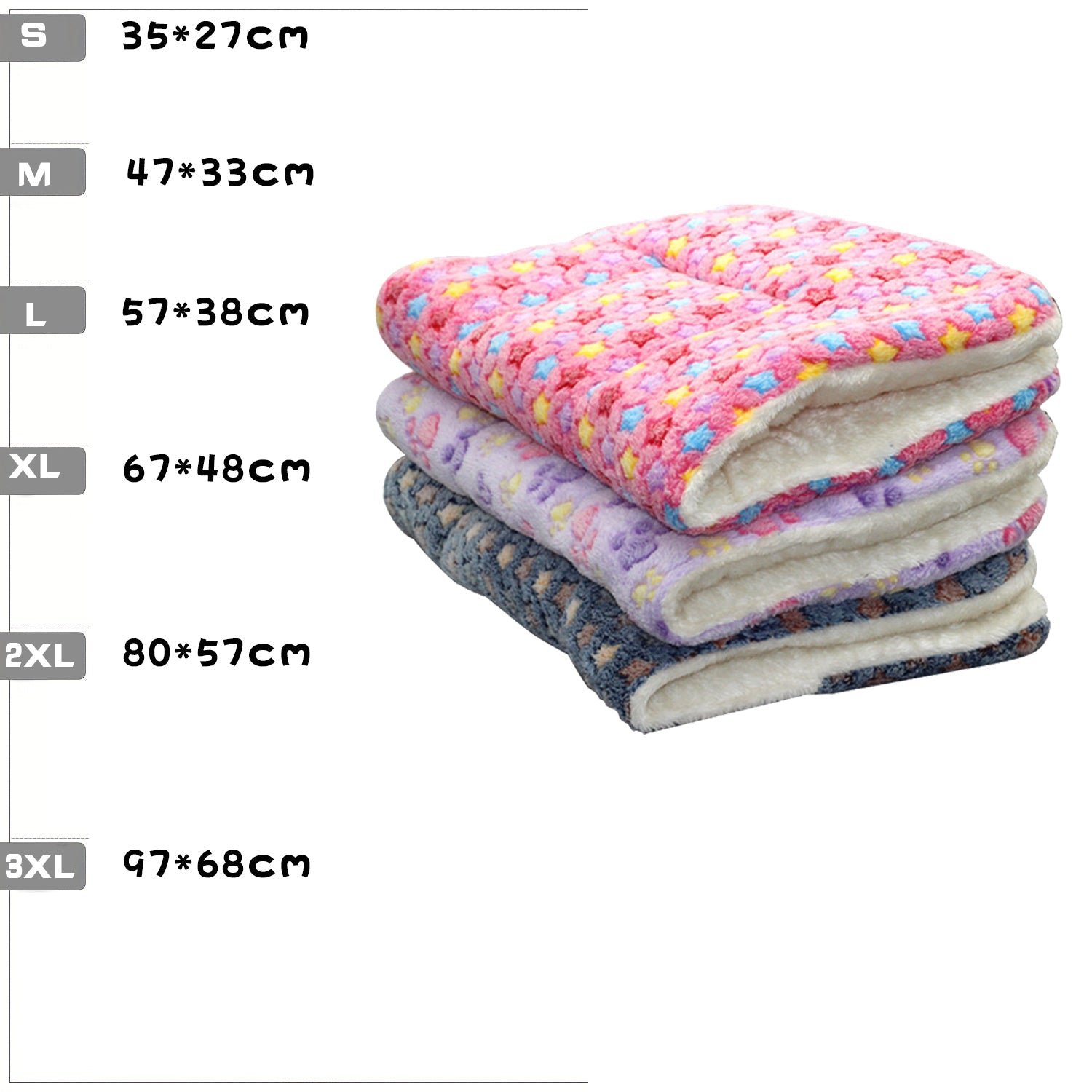 KFX-0937277 Reversible Fleece Pet Bed Mat - Soft, Washable Crate Pad for Dogs and Cats in Multiple Sizes