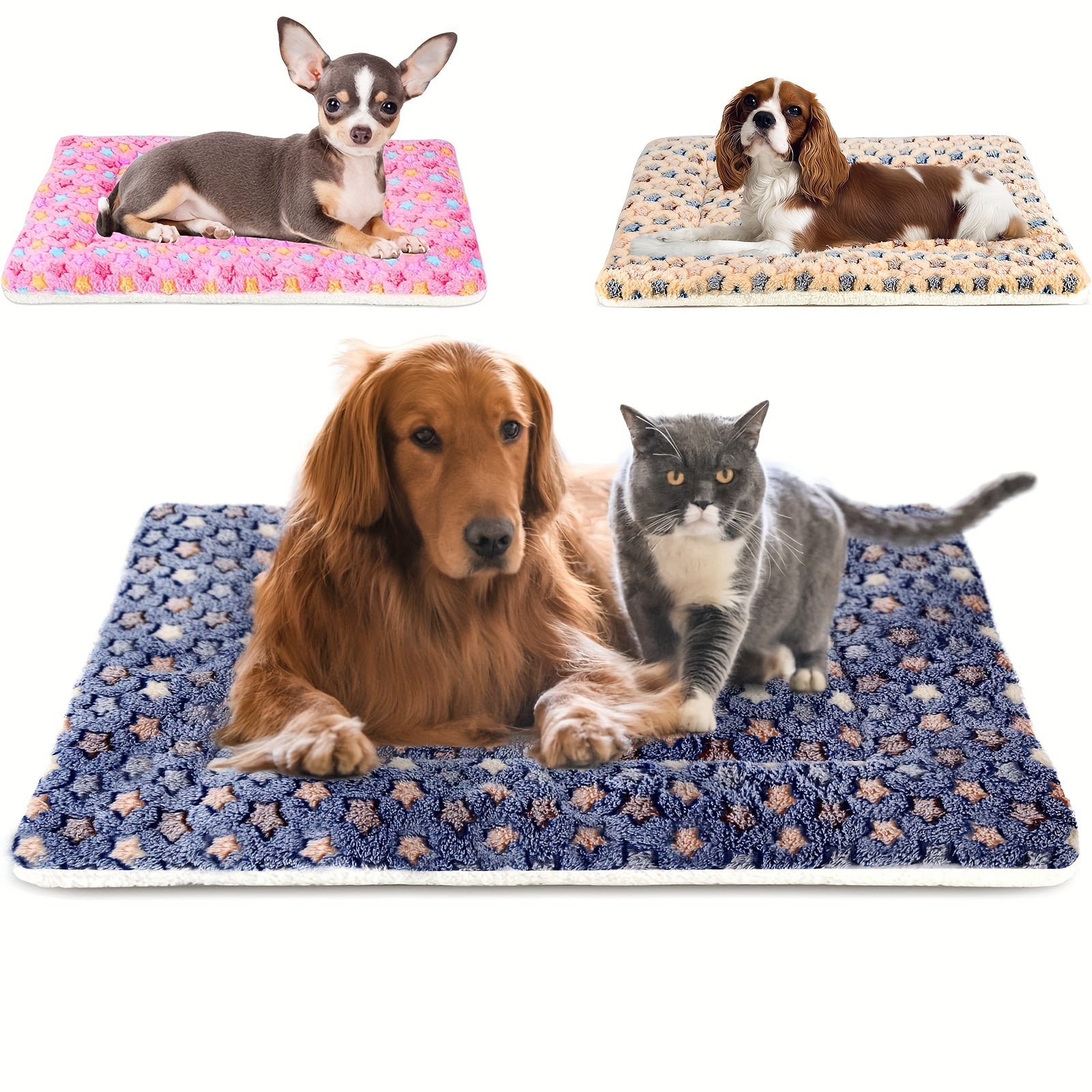 KFX-0937277 Reversible Fleece Pet Bed Mat - Soft, Washable Crate Pad for Dogs and Cats in Multiple Sizes