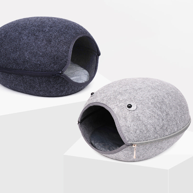 KFX-0938045 Light Grey Breathable Felt Pet Nest - Cozy Retreat for Your Feline or Canine Companion, 47x38x25cm