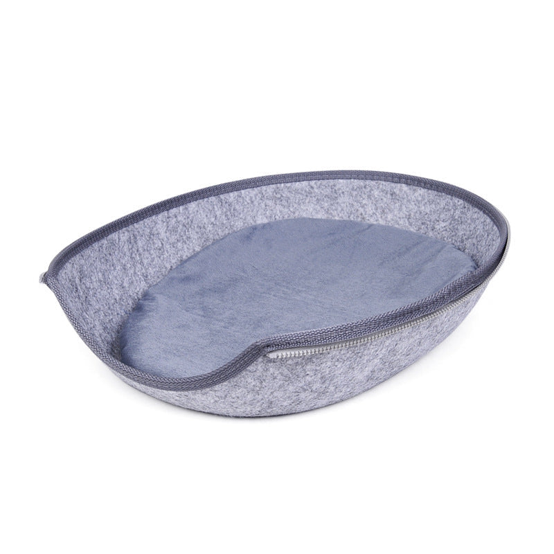 KFX-0938045 Light Grey Breathable Felt Pet Nest - Cozy Retreat for Your Feline or Canine Companion, 47x38x25cm