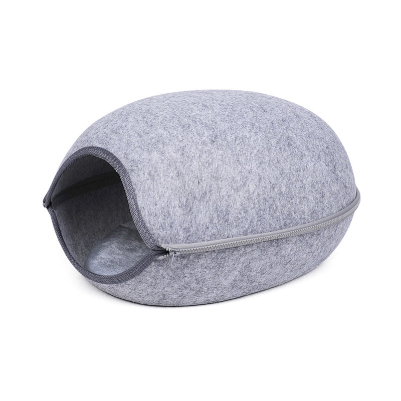 KFX-0938045 Light Grey Breathable Felt Pet Nest - Cozy Retreat for Your Feline or Canine Companion, 47x38x25cm