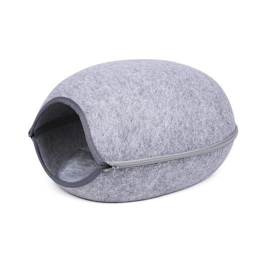 KFX-0938045 Light Grey Breathable Felt Pet Nest - Cozy Retreat for Your Feline or Canine Companion, 47x38x25cm