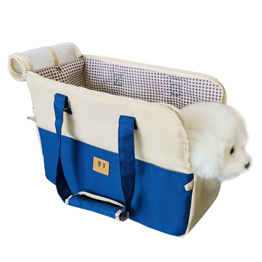 KFX-0938813 Breathable Canvas Crossbody Pet Carrier Bag - Medium Soft Design for Pets 2-5kg