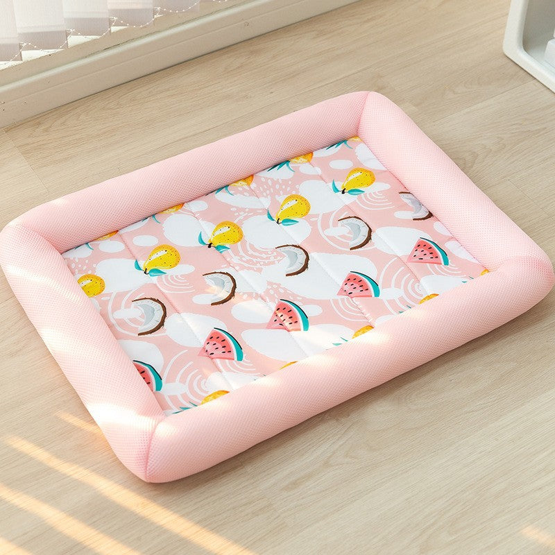 KFX-0939837 Pet Dog Cooler Mat in Fashionable Avocado Green, Blue Snowman, Sweet Orange, Green Fruit, Pink Watermelon, Grey Pineapple - Multiple Sizes Available