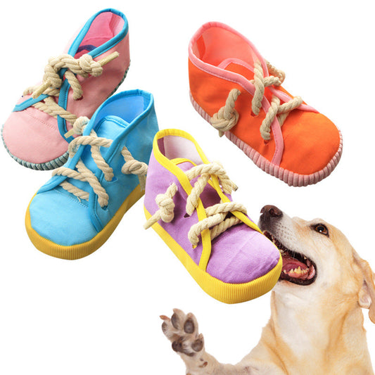 KFX-0940605 Pet Simulation Sounding Toy - Colorful Cloth Canvas Shoes for Interactive Play