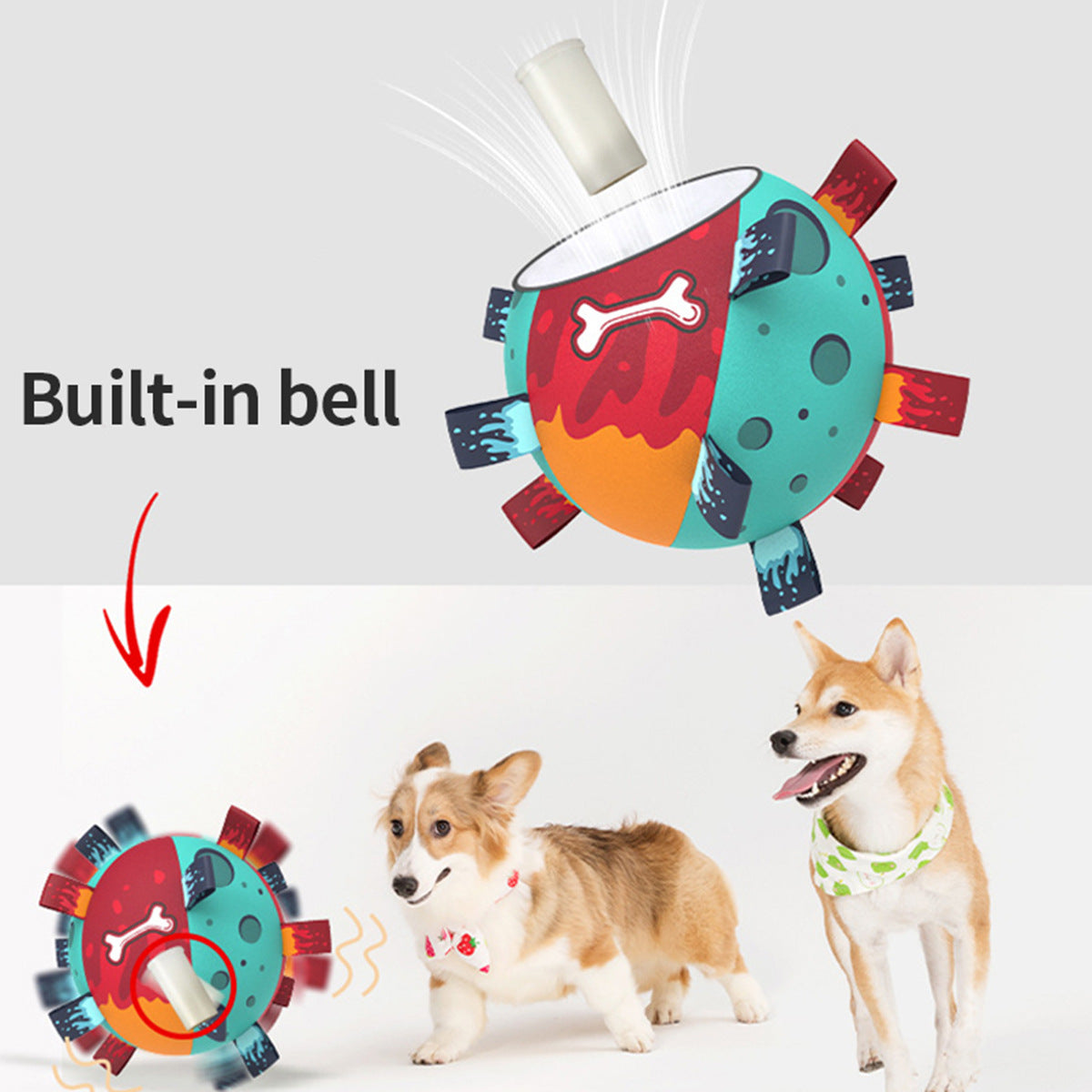 KFX-0941245 Interactive Soccer Ball Dog Toy with Straps for Tug of War and Water Play, Durable Design for Medium Dogs