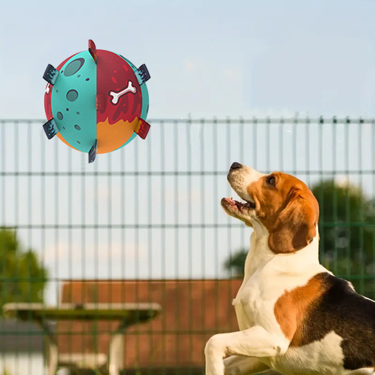 KFX-0941245 Interactive Soccer Ball Dog Toy with Straps for Tug of War and Water Play, Durable Design for Medium Dogs