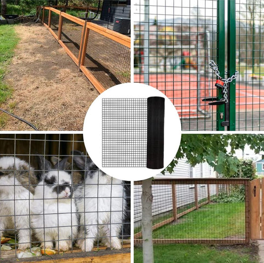 KFX-0941373 24 Inch x 50 Ft Black Vinyl Coated Hardware Cloth - 21 Gauge Metal Fencing for Poultry, Garden & Home Use