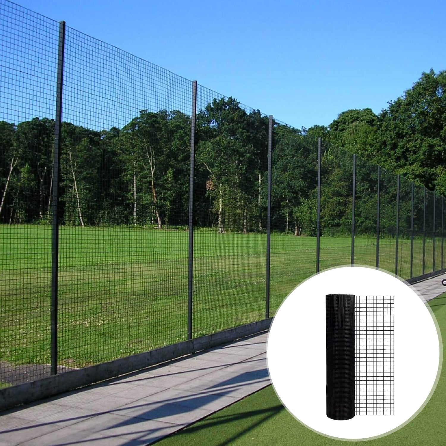 KFX-0941373 24 Inch x 50 Ft Black Vinyl Coated Hardware Cloth - 21 Gauge Metal Fencing for Poultry, Garden & Home Use