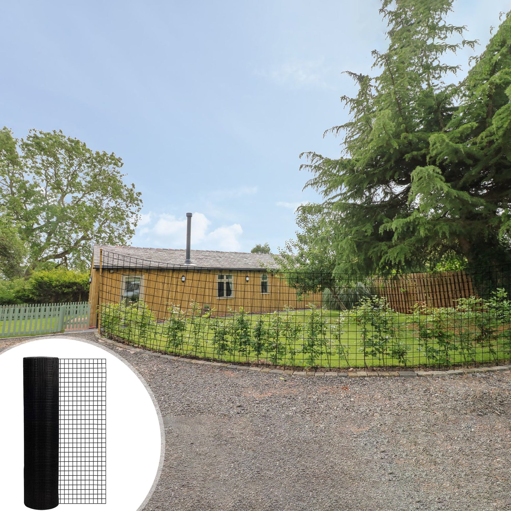 KFX-0941373 24 Inch x 50 Ft Black Vinyl Coated Hardware Cloth - 21 Gauge Metal Fencing for Poultry, Garden & Home Use