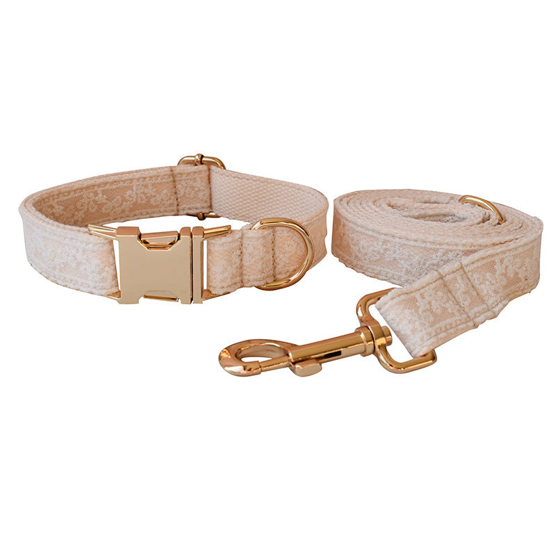 KFX-0941757 Classic Lace Dog Collar with Metal Buckle and Adjustable Leash Set