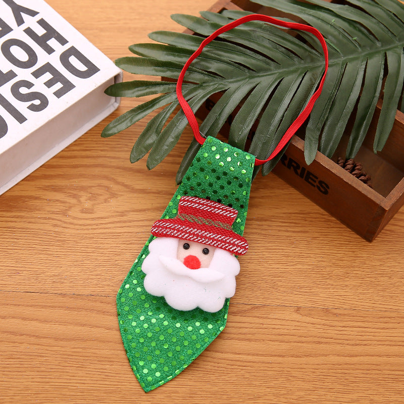 KFX-0942013 Christmas-Themed Sequin Tie Decorations - Old Man, Snowman, Elk, Bear - 20x8cm