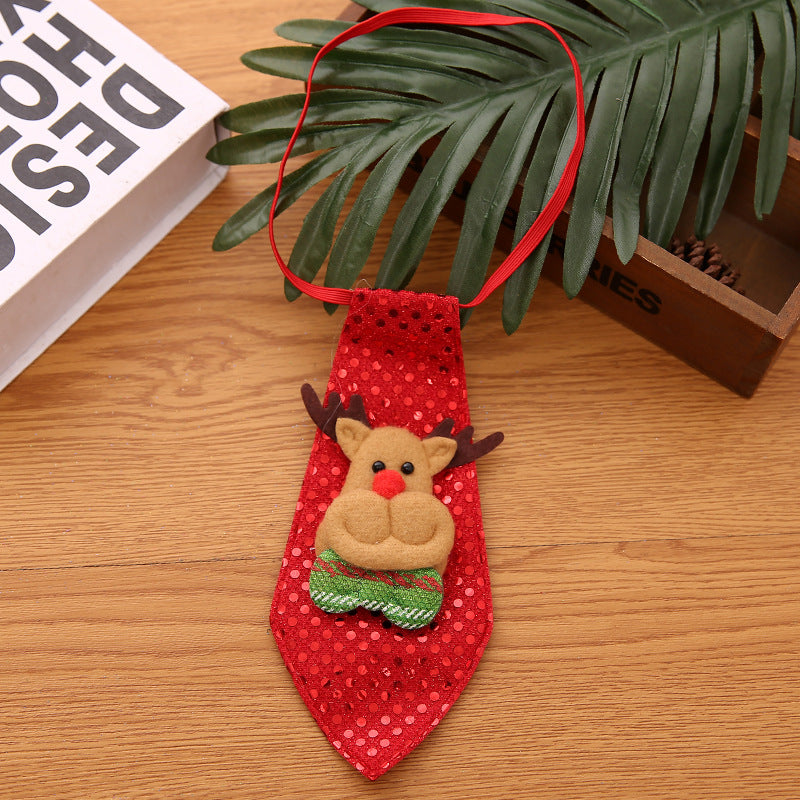 KFX-0942013 Christmas-Themed Sequin Tie Decorations - Old Man, Snowman, Elk, Bear - 20x8cm