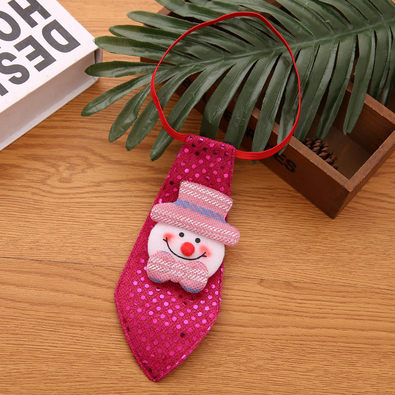 KFX-0942013 Christmas-Themed Sequin Tie Decorations - Old Man, Snowman, Elk, Bear - 20x8cm