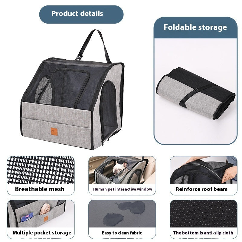 KFX-0943421 Portable Waterproof Pet Cage with Adjustable Car Seat Belt and Durable Dog Mat