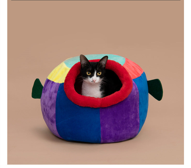 KFX-0943805 Cozy Pufferfish Pet Bed for Cats and Dogs - Winter Warm Litter Mat, Soft Polyester Fiber, 545x505x345mm