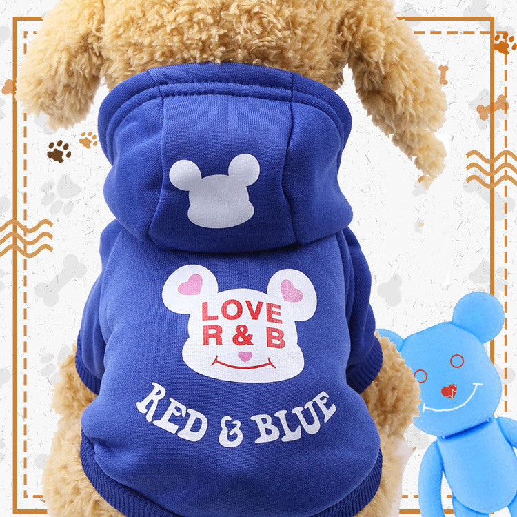 KFX-0944829 Cartoon Hooded Sweater for Dogs and Cats - Cozy Cotton Pet Clothing for Autumn and Winter