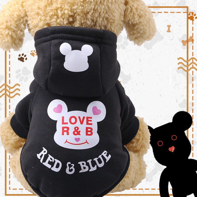 KFX-0944829 Cartoon Hooded Sweater for Dogs and Cats - Cozy Cotton Pet Clothing for Autumn and Winter