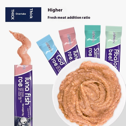 KFX-0945597 Nutritious Cat Strips - Chicken & Egg Yolk, Cod & Fish Roe, Tuna & Fish Seeds, Salmon & Fish Seeds, Abalone & Fish Seeds, 16g Pack